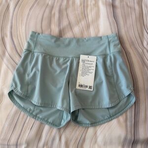 Women's Lululemon Speed Up Short Long *4" Lined Mid Rise Hazy Jade Green Size 4